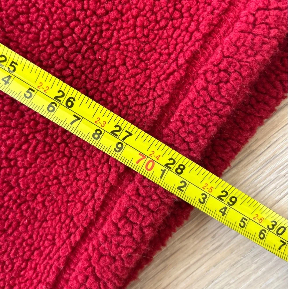 Tommy Jeans Mens XXL Red Quarter Zip Sherpa Fleece Pullover Elbow Patches 0677